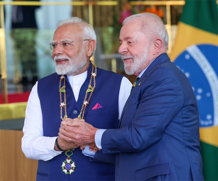 ब्राझीलने पंतप्रधान नरेंद्र मोदींनी केले सर्वोच्च नागरी सन्मानाने सन्मानित